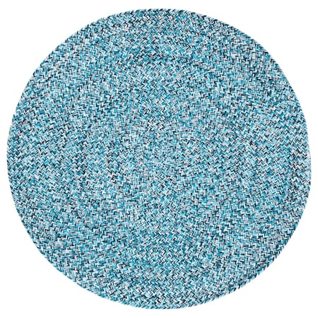 Flowers First 5 x 5 ft. Braided Contemporary Round Rug; Blue & Black FL1887980